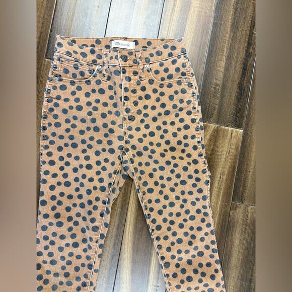 Size 23 MADEWELL 10" High-Rise Skinny Jeans in Leopard Tan Cut - Picture 4 of 10